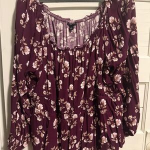 Torrid Burgundy Floral Blouse